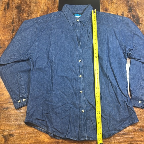 Blue Denim Button Down Shirt with Pointed Collar - Picture 2 of 7